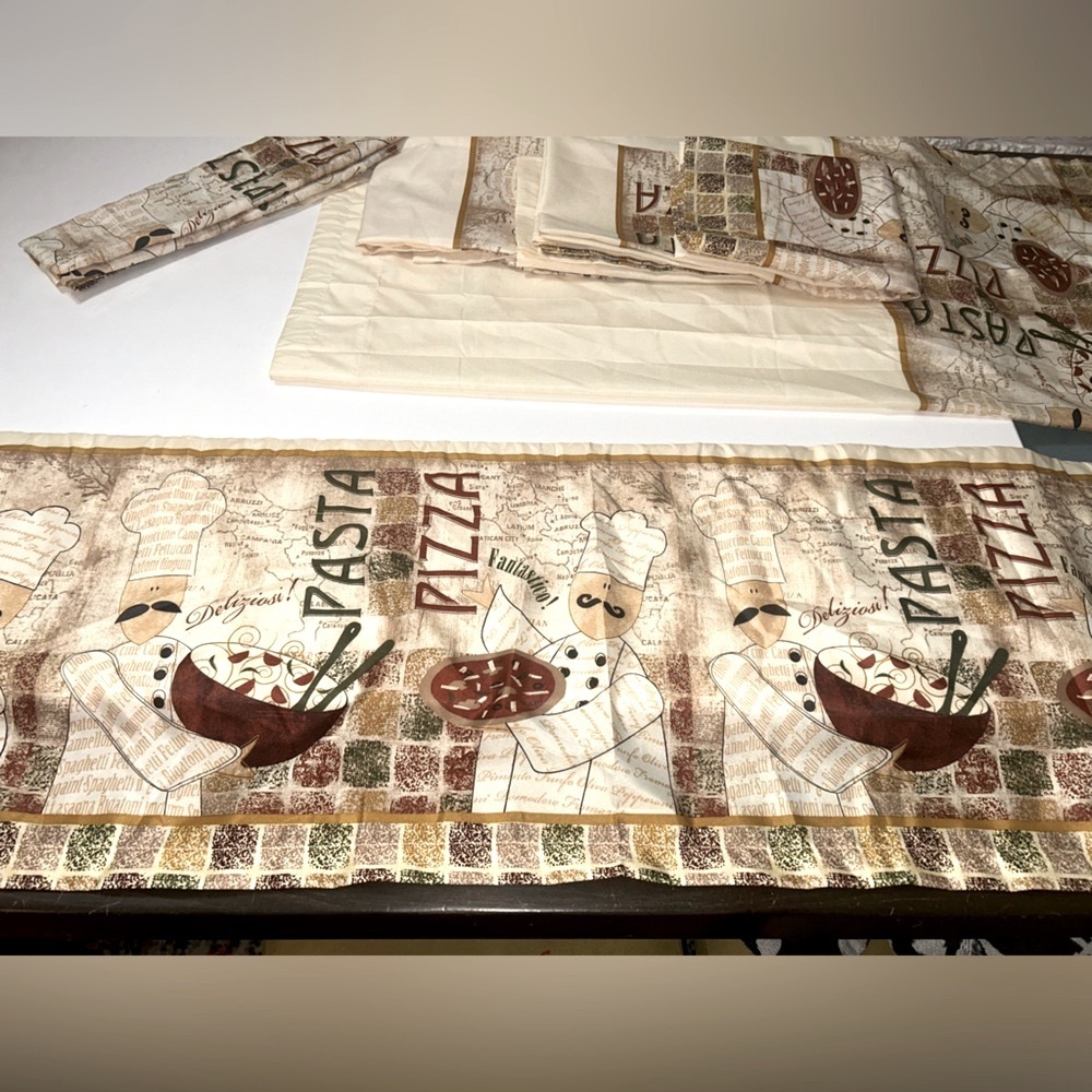 Fun Novelty Curtains Valence Sets Italian Food  
Pizza Pasta Cooking Kitchen new - Picture 9 of 15